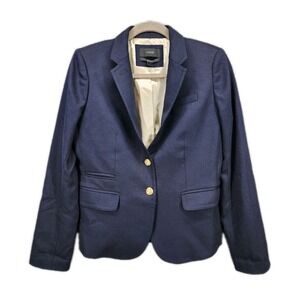 J. Crew Schoolboy Navy Wool Blend Lined Blazer Jacket Gold Buttons Women's Sz 6